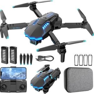 Drone avec Caméra 1080P pour Enfant et Adulte, Quadcopter RC Pliable Drone pour Débutant, Jouets pour Garçons et Filles Cadeaux (Black)
