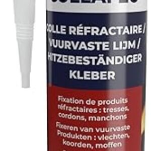 GEB Colle réfractaire COLLAFEU 310 ml spécial collage et assemblage de pièces réfractaires et fibres isolantes sur insert, poêles, cheminées fours et chaudières - résistante jusqu’à 1100°C