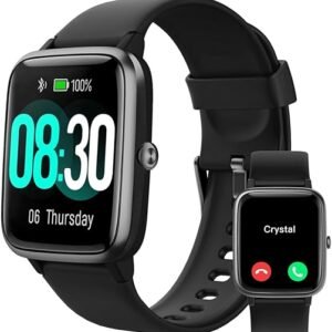 GRV Montre Connectée Homme Femme Appel Bluetooth Smartwatch Sport Compatible avec Samsung Huawei Xiaomi Android iOS Podometre Montre Cardiofrequencemetre Etanche IP68 Notification Chronomètre Noir