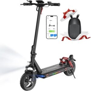 iScooter 10" Trottinette Electrique Adulte avec Serrures Électroniques, Moteur de 800, Autonomie de 40-45 km, 6/10/15/25 km/h, Trottinette Électrique avec Application, Pliable, Charge 150 KG, Sac